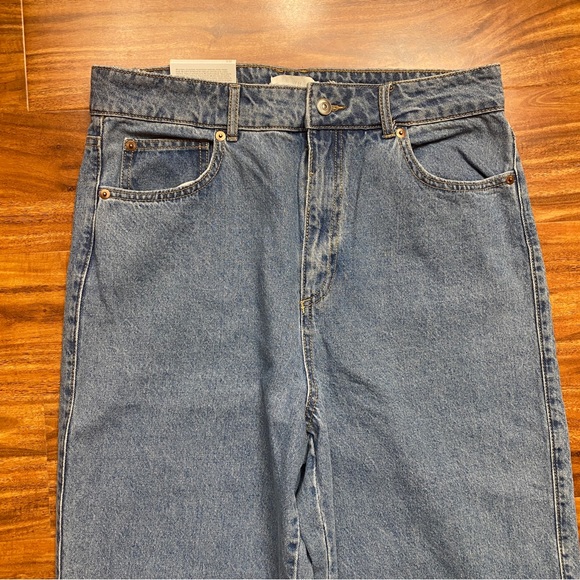 NWT New H&M Light Blue 100% Cotton High Waist Tapered Straight Leg Jeans Size 10 - Picture 4 of 14